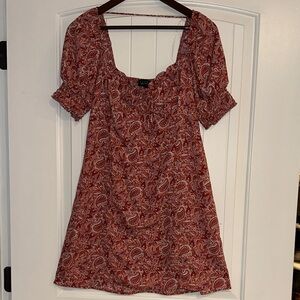 Paisley Short Sleeve Square Neck Dress